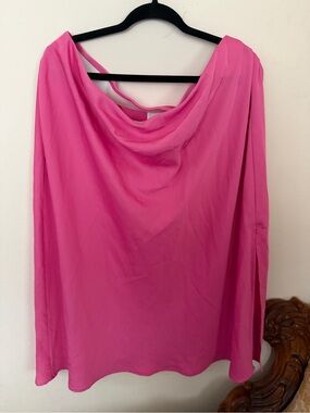 Bright Pink Silky Midi Skirt